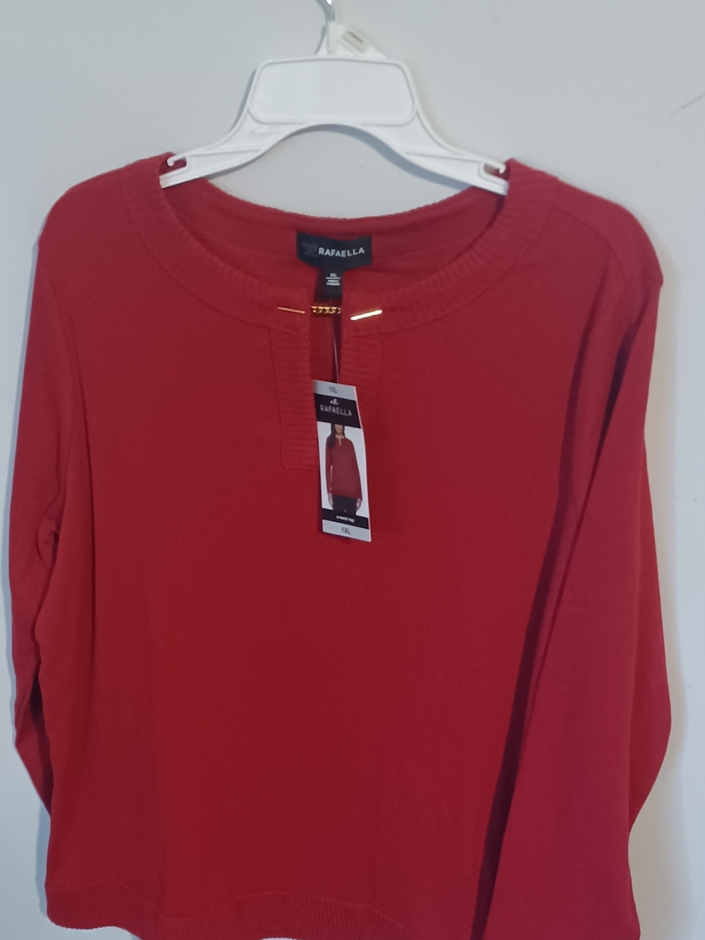 Rafaella Red Long Sleeve Crewneck Sweater